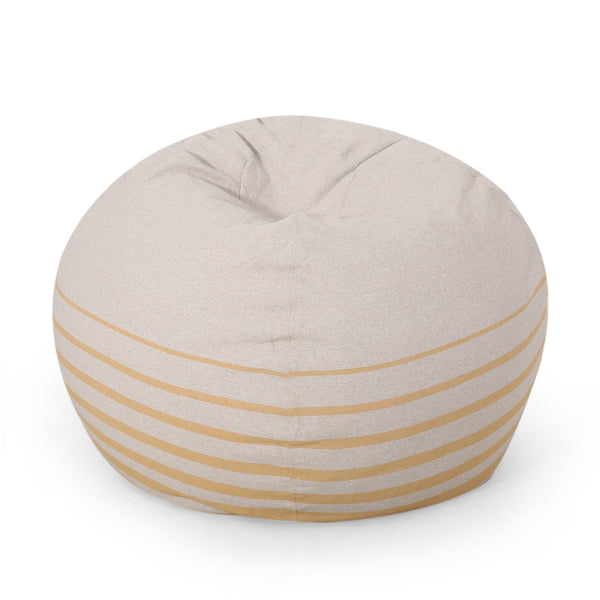 English Elm Bohemio 5 Foot Rounded Bean Bag Chair – Removable Washable Cover, High-Density Foam, Cozy Yellow Stripe B181P163057
