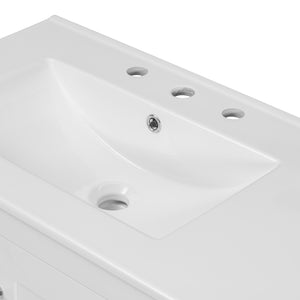 English Elm 36" White Bathroom Vanity with Ceramic Sink, 2 Soft-Close Doors & 5 Drawers, Modern Storage Chic WF319798AAK