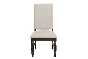 English Elm Modern Yates 7pc Dining Set – Extendable Dark Oak Trestle Table, Cream Upholstered Chairs, Nailhead Accents B011S00826