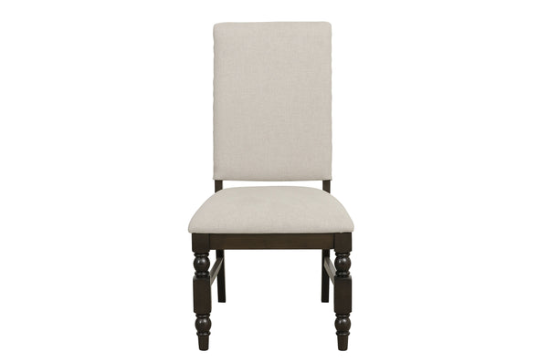 English Elm Modern Yates 5pc Extendable Dining Set with Dark Oak Trestle Table & Cream Upholstered Chairs, Nailhead Trim B011S00825