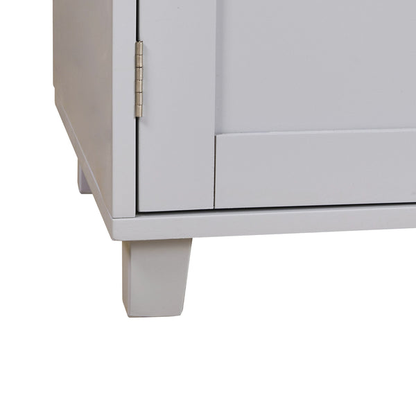 English Elm K&K Rolling Kitchen Island Cart with Drop-Leaf Rubber Wood Top, Large Drawer & Internal Rack Storage Grey WF316601AAG