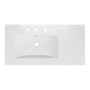 English Elm 36" White Bathroom Vanity with Ceramic Sink, 2 Soft-Close Doors & 5 Drawers, Modern Storage Chic WF319798AAK