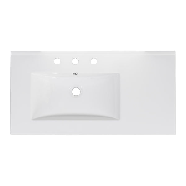 English Elm 36" White Bathroom Vanity with Ceramic Sink, 2 Soft-Close Doors & 5 Drawers, Modern Storage Chic WF319798AAK
