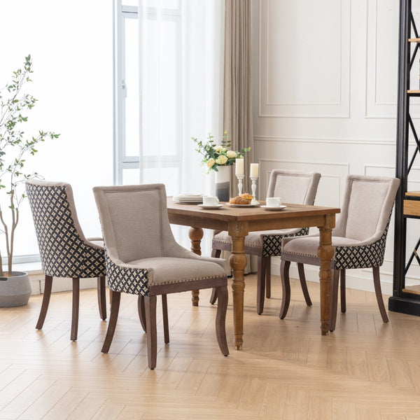 English Elm A&a Furniture Upholstered Dining Chairs with Bronze Nailhead Trim and Solid Wood Legs Set of 2 W1143P154099
