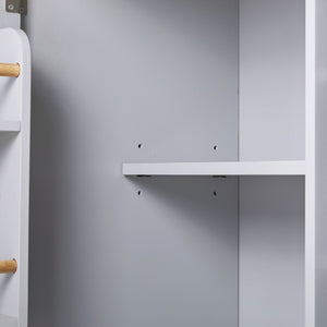 English Elm K&K Rolling Kitchen Island Cart with Drop-Leaf Rubber Wood Top, Large Drawer & Internal Rack Storage Grey WF316601AAG