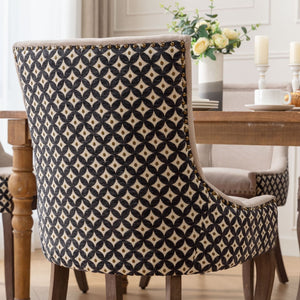 English Elm A&a Furniture Upholstered Dining Chairs with Bronze Nailhead Trim and Solid Wood Legs Set of 2 W1143P154099