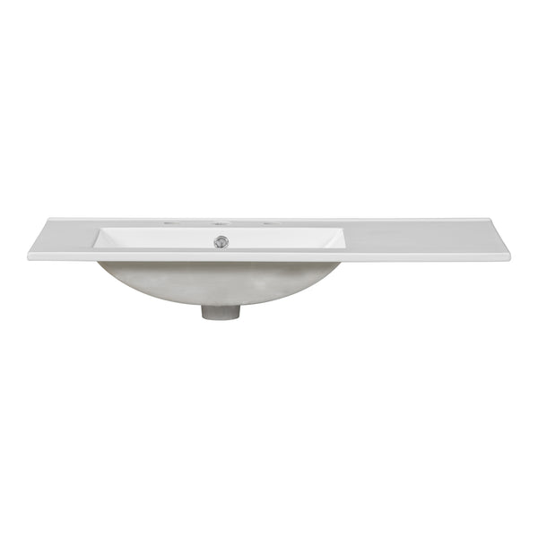 English Elm 36" White Bathroom Vanity with Ceramic Sink, 2 Soft-Close Doors & 5 Drawers, Modern Storage Chic WF319798AAK