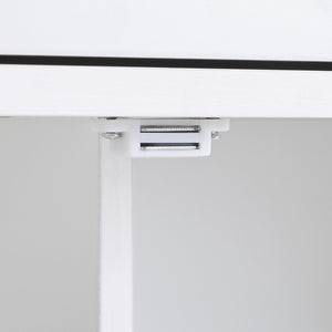 English Elm K&K Rolling Kitchen Island Cart with Drop-Leaf Rubber Wood Top, Large Drawer & Internal Rack Storage White WF316601AAW