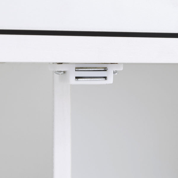 English Elm K&K Rolling Kitchen Island Cart with Drop-Leaf Rubber Wood Top, Large Drawer & Internal Rack Storage White WF316601AAW