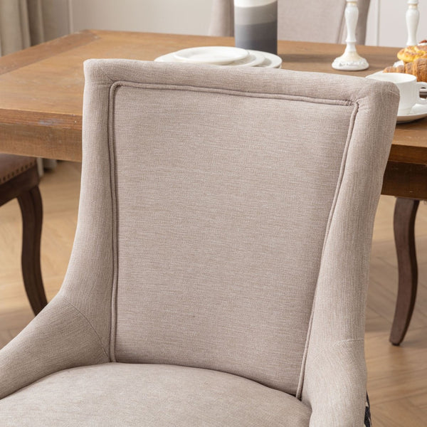 English Elm A&a Furniture Upholstered Dining Chairs with Bronze Nailhead Trim and Solid Wood Legs Set of 2 W1143P154099