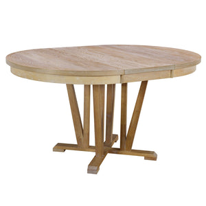 English Elm TOPMAX Rustic 5-Piece Extendable Round Dining Set with Trestle Base and Cross Back Chairs, Versatile Elegance Natural SP000042AAA