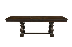 English Elm Modern Yates Dark Oak Trestle Dining Table with 20" Extension Leaf, Country-Industrial Style, 44" x 75.5"-95.5" x 30"H B011S00821