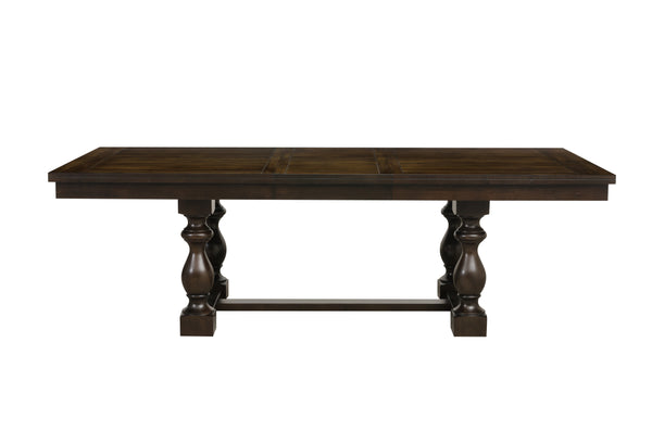 English Elm Modern Yates Dark Oak Trestle Dining Table with 20" Extension Leaf, Country-Industrial Style, 44" x 75.5"-95.5" x 30"H B011S00821