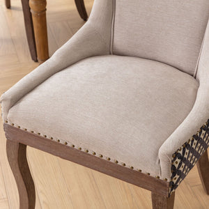 English Elm A&a Furniture Upholstered Dining Chairs with Bronze Nailhead Trim and Solid Wood Legs Set of 2 W1143P154099