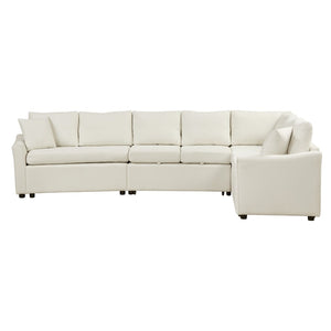 English Elm 124.8"l-shaped Chenille Sleeper Sectional with Usb Charging Corner Living Room Sofa SG001430AAA