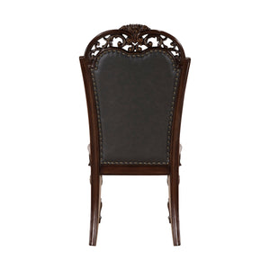 English Elm Formal Adelina Dining Chairs Set of 2 Cherry Finish Button-Tufted Faux Leather Nailhead Trim Classic Elegance B011P168157