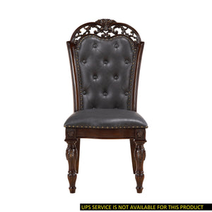 English Elm Formal Adelina Dining Chairs Set of 2 Cherry Finish Button-Tufted Faux Leather Nailhead Trim Classic Elegance B011P168157