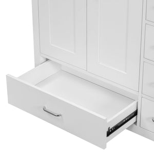 English Elm 36" White Bathroom Vanity with Ceramic Sink, 2 Soft-Close Doors & 5 Drawers, Modern Storage Chic WF319798AAK