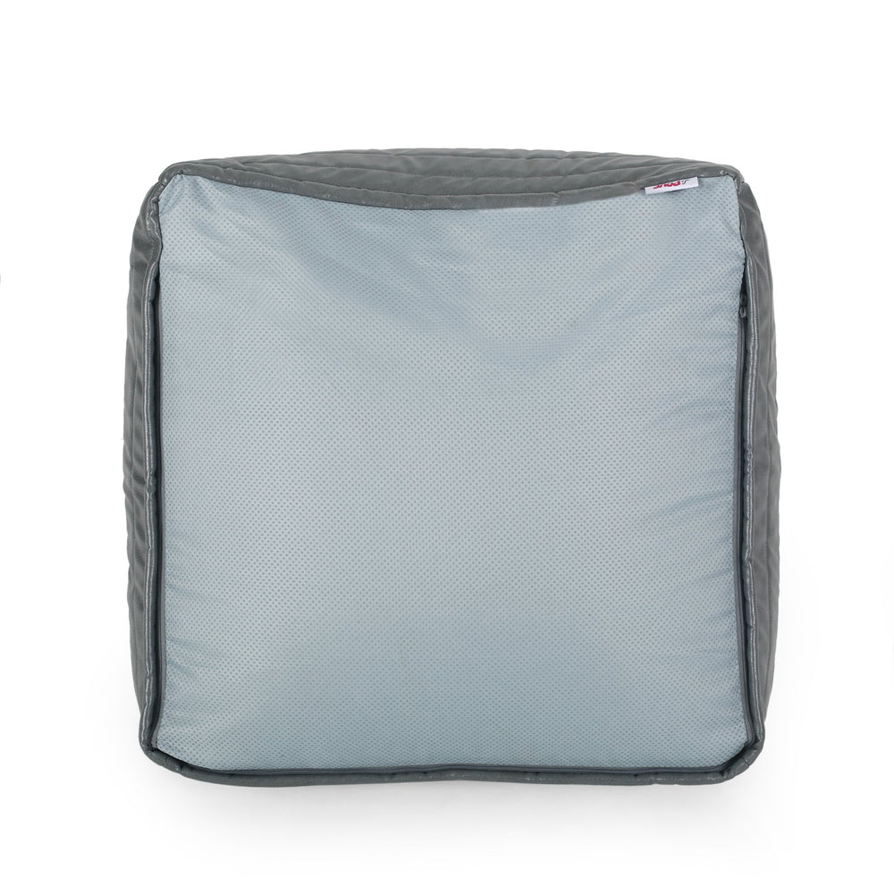 English Elm Bambo Faux Leather Rectangle Pouf Ottoman for Living Room Floor Cushion, Durable 200lb Capacity Gray B181P163082