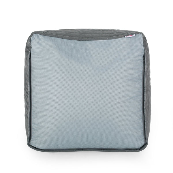 English Elm Bambo Faux Leather Rectangle Pouf Ottoman for Living Room Floor Cushion, Durable 200lb Capacity Gray B181P163082