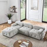 Hearth and Haven Modular Sectional Sofa, Button Tufted Designed and Diy Combination, L Shaped Couch with Reversible Ottoman, Grey Velvet W1413S00021