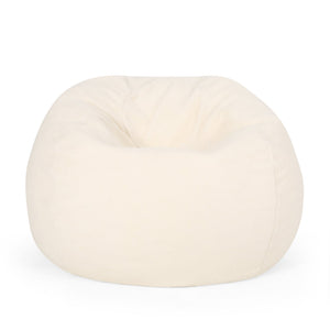 English Elm Kavel Plush Rounded Bean Bag Chair with Removable Washable Cover, High-Density Foam Comfort Seat Cream B181P163054