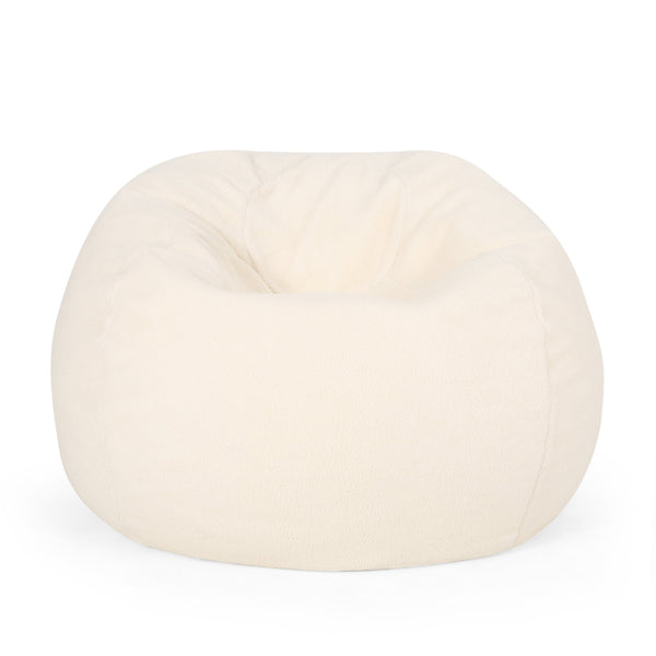 English Elm Kavel Plush Rounded Bean Bag Chair with Removable Washable Cover, High-Density Foam Comfort Seat Cream B181P163054