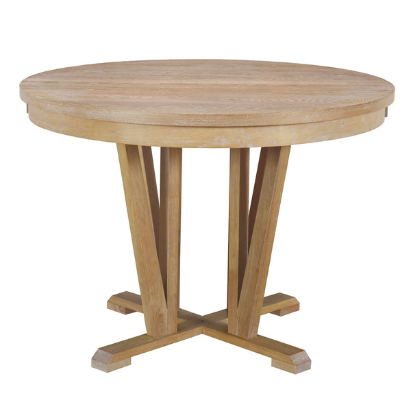 English Elm TOPMAX Rustic 5-Piece Extendable Round Dining Set with Trestle Base and Cross Back Chairs, Versatile Elegance Natural SP000042AAA