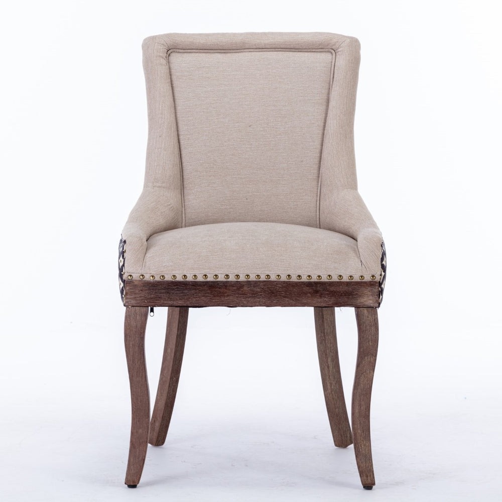 English Elm A&a Furniture Upholstered Dining Chairs with Bronze Nailhead Trim and Solid Wood Legs Set of 2 W1143P154099