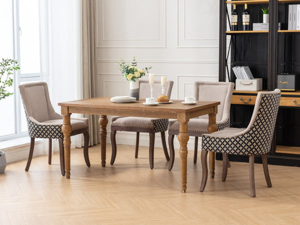 English Elm A&a Furniture Upholstered Dining Chairs with Bronze Nailhead Trim and Solid Wood Legs Set of 2 W1143P154099