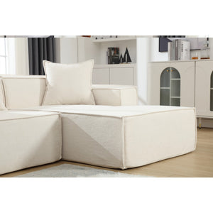 English Elm Modern Modular L-Shaped Sofa Set - Italian Minimalist Design In Soft Terrycloth Beige W2108S00021-GIGA