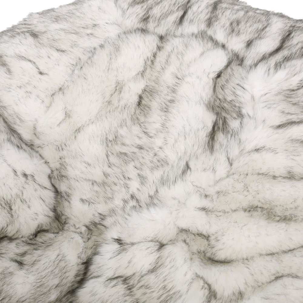 English Elm Negar Rounded 5-Foot Faux Fur Bean Bag in White & Gray — Cozy Removable Cover, High-Density Foam Comfort B181P163013
