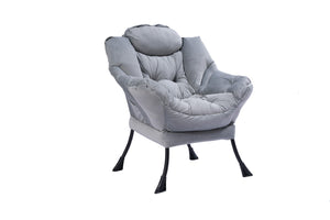 English Elm Living Room Cotton Upholstered Lounge Chair Steel Frame with Side Pocket Modern Accent W1899P149718