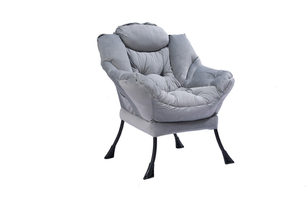 English Elm Living Room Cotton Upholstered Lounge Chair Steel Frame with Side Pocket Modern Accent W1899P149718