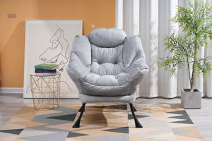 English Elm Living Room Cotton Upholstered Lounge Chair Steel Frame with Side Pocket Modern Accent W1899P149718