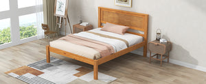 English Elm Platform Bed Frame with Headboard — Sturdy Pine & MDF Slat Support, No Box Spring Needed, Twin Oak WF212811AAN