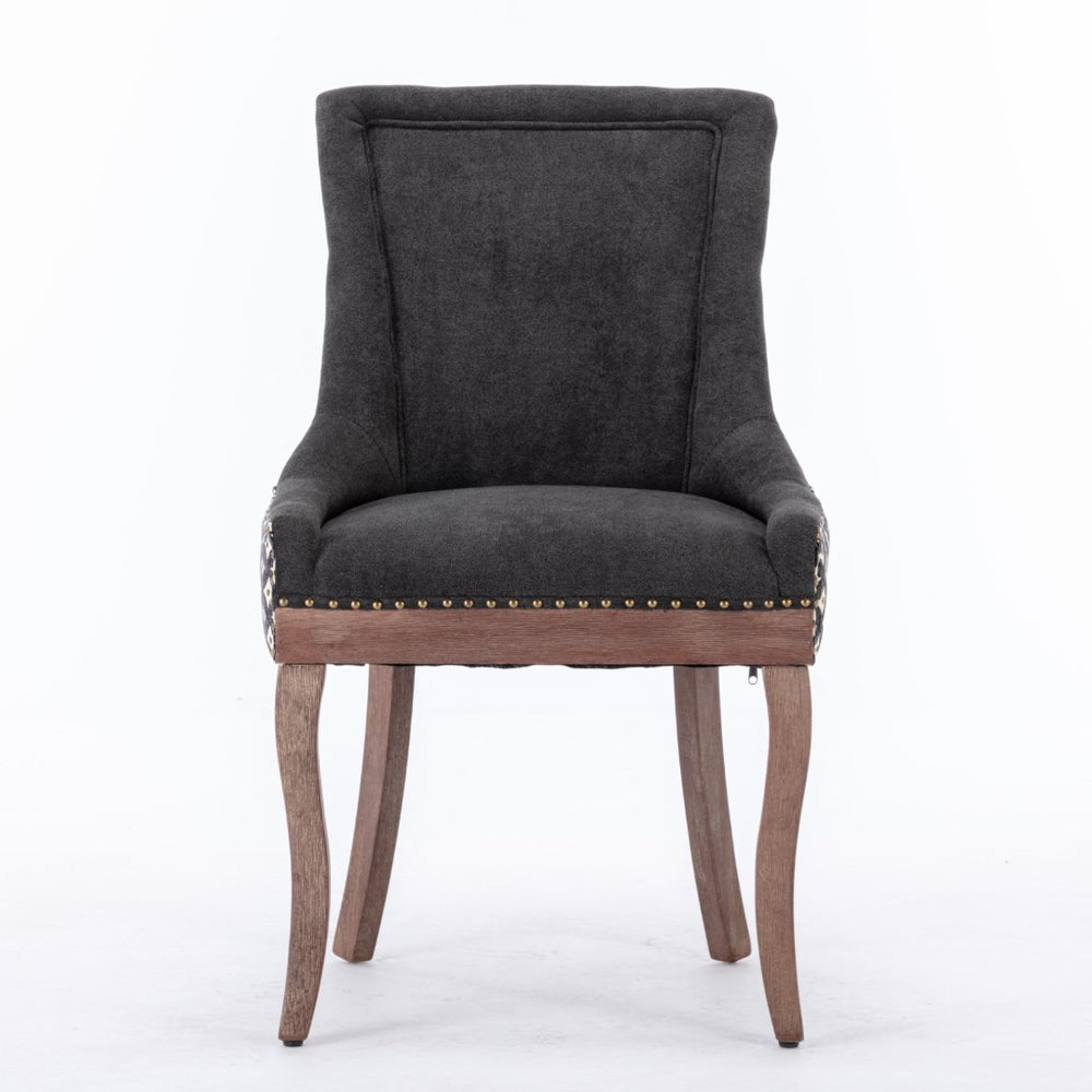 English Elm A&a Furniture Upholstered Dining Chairs with Bronze Nailhead Trim and Solid Wood Legs Set of 2 W1143P154100