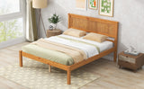 Hearth and Haven Platform Bed Frame with Headboard, Wood Slat Support, No Box Spring Needed, Full, Oak WF212812AAN