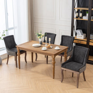 English Elm A&a Furniture Upholstered Dining Chairs with Bronze Nailhead Trim and Solid Wood Legs Set of 2 W1143P154100
