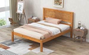 English Elm Platform Bed Frame with Headboard — Sturdy Pine & MDF Slat Support, No Box Spring Needed, Twin Oak WF212811AAN