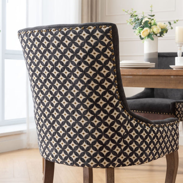 English Elm A&a Furniture Upholstered Dining Chairs with Bronze Nailhead Trim and Solid Wood Legs Set of 2 W1143P154100