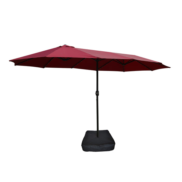 English Elm 15x9ft Double-Sided Rectangular Patio Umbrella with 48 LED Lights, Crank Lift, UV50+ Weatherproof Design Red W419P145382