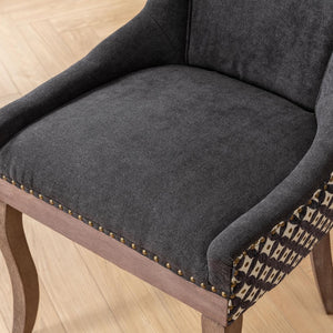 English Elm A&a Furniture Upholstered Dining Chairs with Bronze Nailhead Trim and Solid Wood Legs Set of 2 W1143P154100