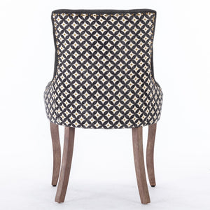 English Elm A&a Furniture Upholstered Dining Chairs with Bronze Nailhead Trim and Solid Wood Legs Set of 2 W1143P154100