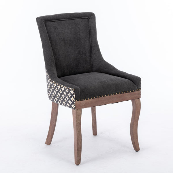 English Elm A&a Furniture Upholstered Dining Chairs with Bronze Nailhead Trim and Solid Wood Legs Set of 2 W1143P154100