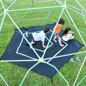 English Elm 12ft Geodesic Steel Dome Climber with Hammock Rust Resistant Backyard Play Tower Grey N710SK1112F