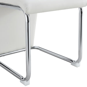 English Elm 2-pack Black Pu Leather Dining Chairs with Angled Silver Metal Legs Modern Set White+Silver W1151P303599
