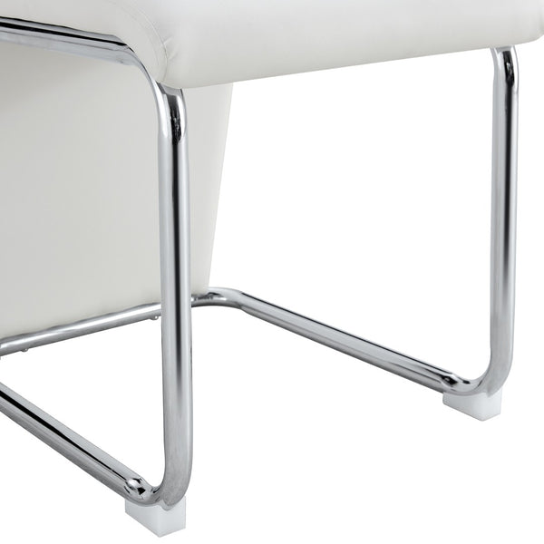 English Elm 2-pack Black Pu Leather Dining Chairs with Angled Silver Metal Legs Modern Set White+Silver W1151P303599