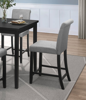 English Elm Counter Height Adina 5pc Dining Set in Black Ash with Gray Upholstery, Transitional Counter Kit B011S00824
