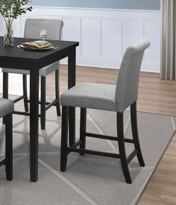 English Elm Counter Height Adina 5pc Dining Set in Black Ash with Gray Upholstery, Transitional Counter Kit B011S00824